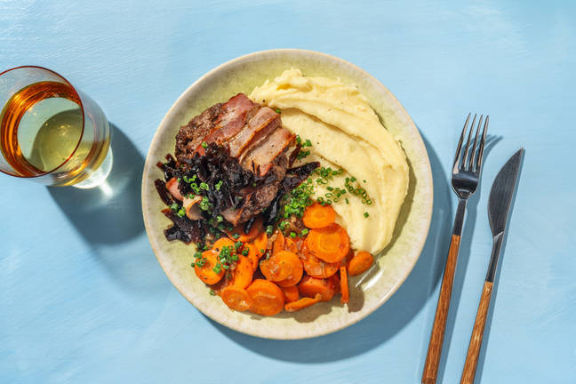Baconburger met romige aardappelpuree