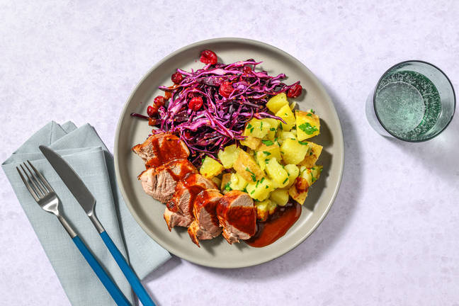 Svinemørbrad i brun sovs