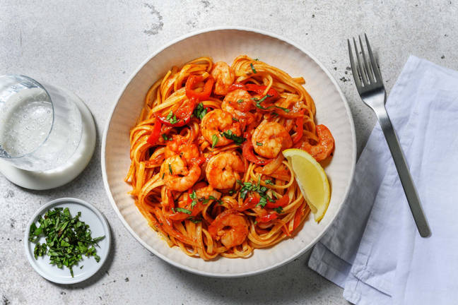 Garlic Shrimp Linguine in Fennel-Tomato Sauce