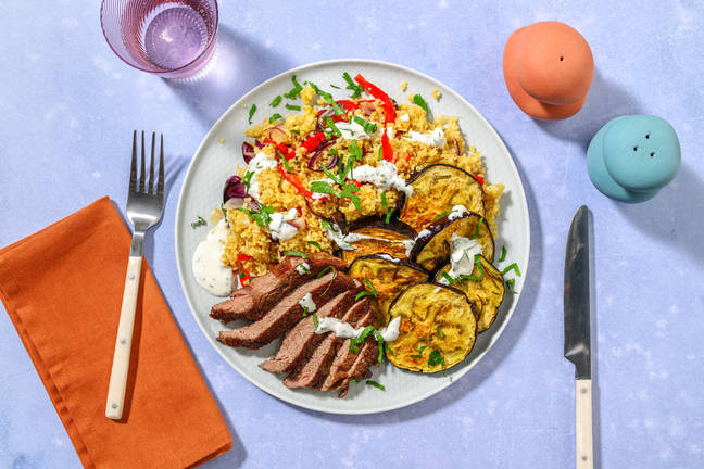 Steak with Rosemary Eggplant & Parsley Mayonnaise
