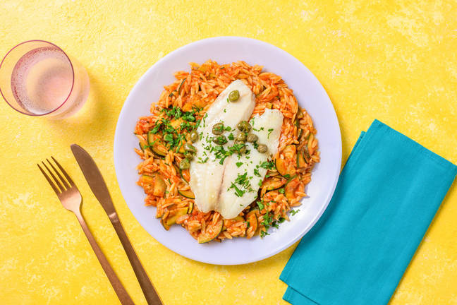 Pangasiusfilet in kappertjesboter met courgette en peterselie