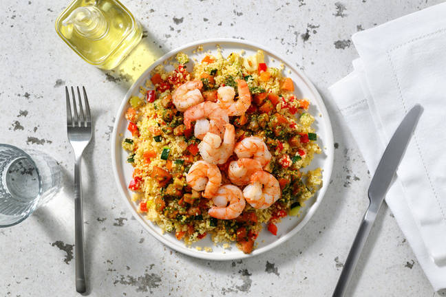 Mediterrane couscous met garnalen