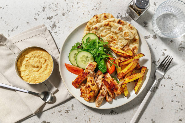 Smokey Chicken Shawarma-Style Hummus Plate