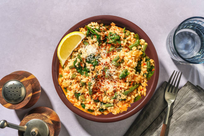 Oven-Baked Red Pesto & Veggie Risotto