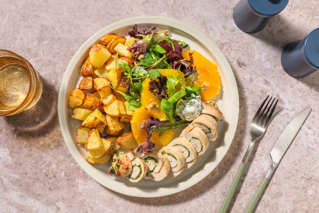 Spinach-Fetta Pork Involtini & Roast Potato