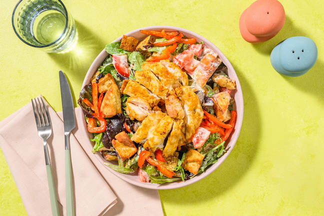 Curried Chicken and Naan Crouton Salad