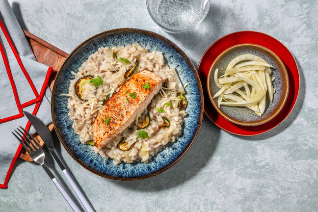 Filet de saumon sur risotto au fenouil