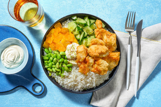 Pokébowl met gefrituurde kip