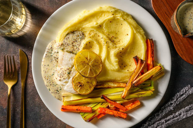 Ugnsbakad torsk toppad med citrusskivor