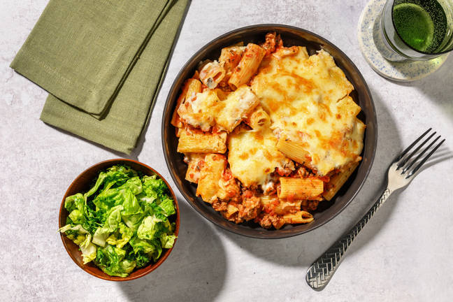 Ovnsbakt pasta bolognese