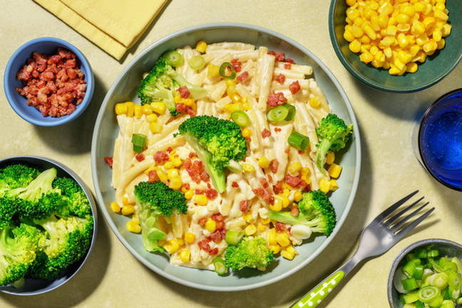 Pasta i krämig ostsås med bacon