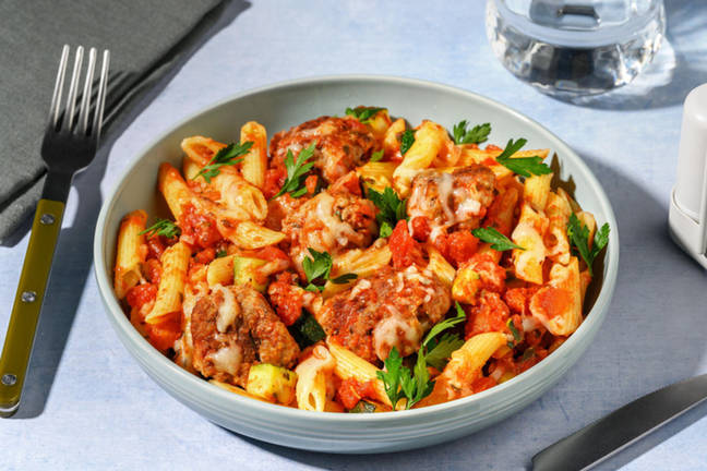 Italienske svine- og kalvekødsboller i tomatsauce
