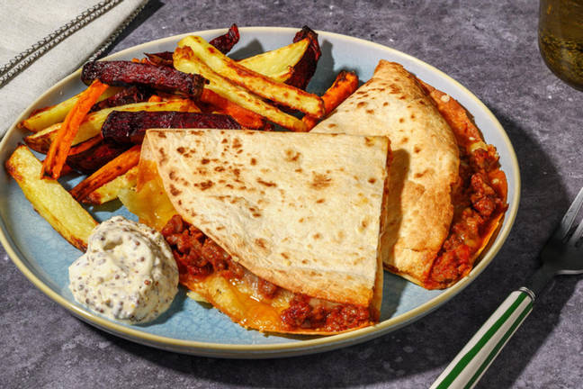 Ostefyldte oksekøds-quesadillas