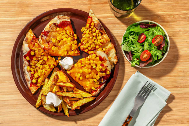 Cheesy BBQ Sweetcorn Naanizza