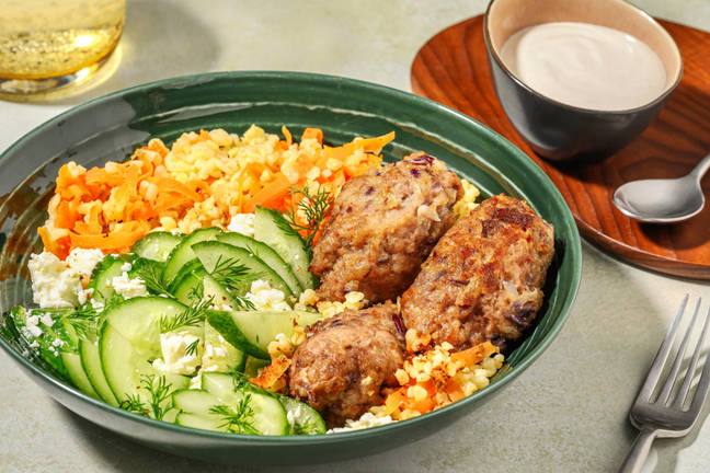 Souvlakikryddad koftabowl på blandfärs