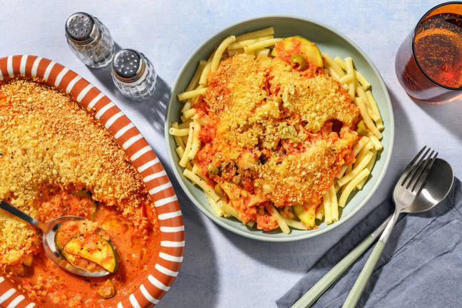 Zucchini- och tomatgratäng