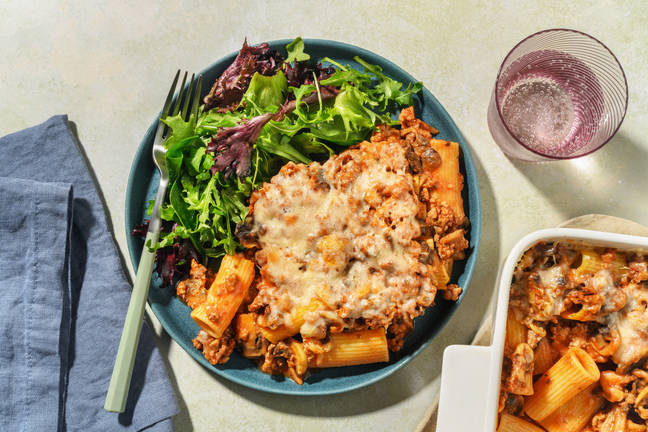 Upside Down Winter Warmer Beef & Pork Pasta Bake