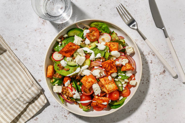 Jorden Runt-kryddad grön linssallad