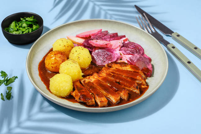 Schweinelachssteak mit Rote Beete-Salat