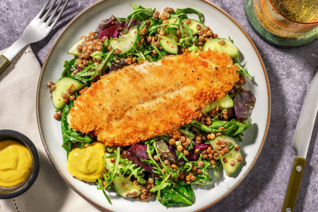 Knuspriges Fischfilet mit Senfsoße