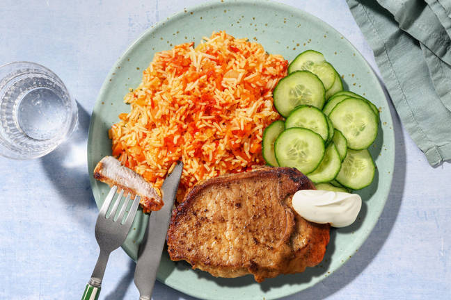 Schweineschnitzel mit schnellem Djuvec-Reis