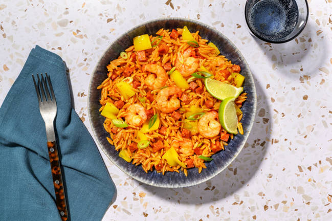 Paella-style Prawn and Chorizo Orzo
