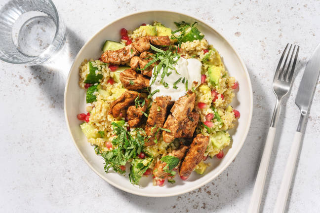 Kryddig fläskkotlett och granatäpplebulgur