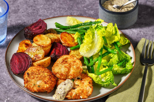 Kroketter på getost och vita bönor