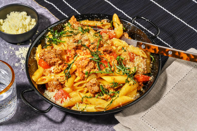 Arrabiata på blandfärs