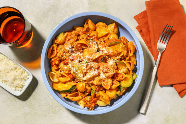 Cremet svinekødsrigatoni
