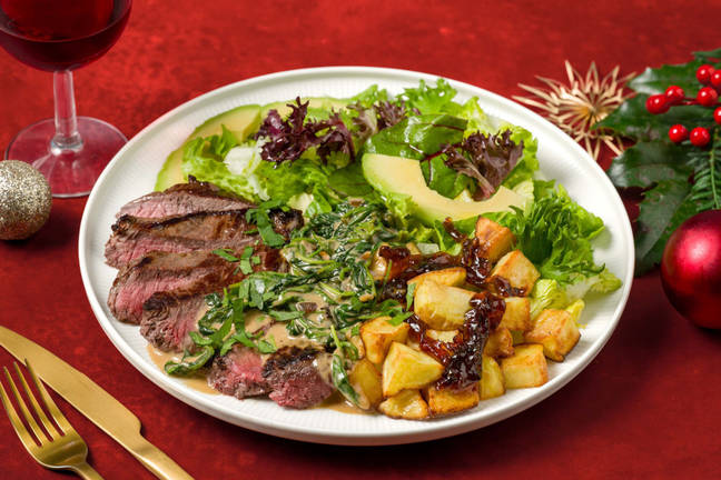 Stekt biff og kremet spinatsaus