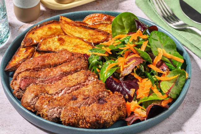 Paniertes Rinderschnitzel mit Aioli