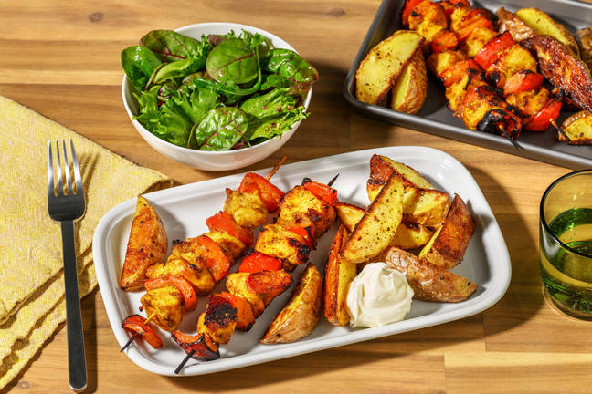 Korma Spiced Chicken and Pepper Skewers
