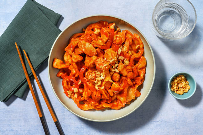 Gochujang Chicken and Homemade Scissor-Cut Short Noodles