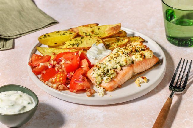 Grekisk-inspirerad lax