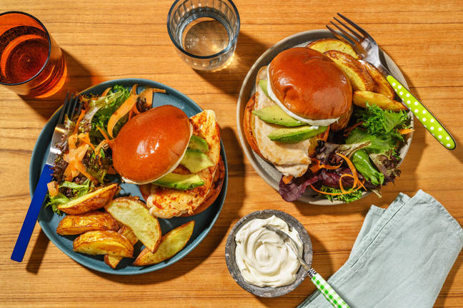 Kycklingburgare med klyftpotatis