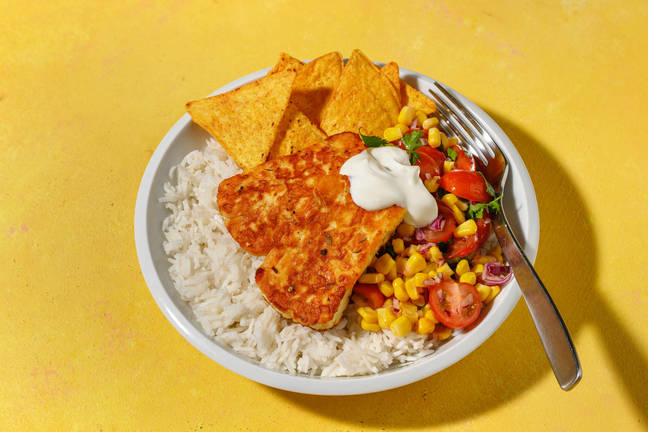 Rask meksikansk halloumibowl