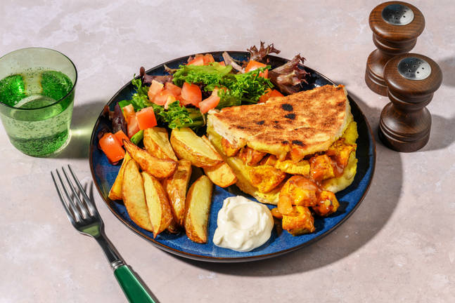 North Indian Spiced Chicken Stuffed Cheesy Naan