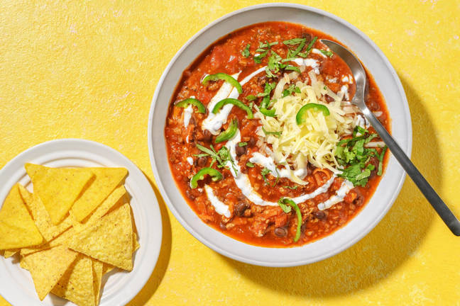 Tacosuppe med vegetardeig og tortillachips