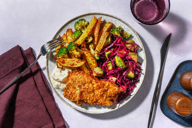 Röd curry- och jordnötspanerad kolja