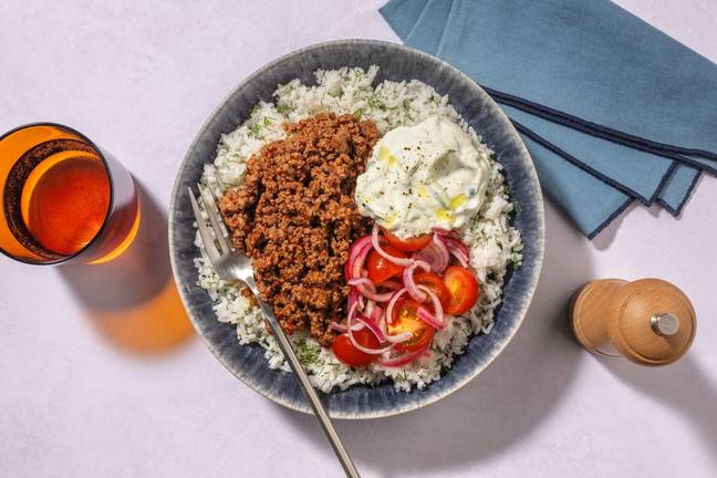 Medelhavsinspirerad nötfärsbowl