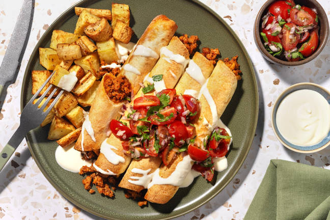 Kryddade blandfärs-taquitos
