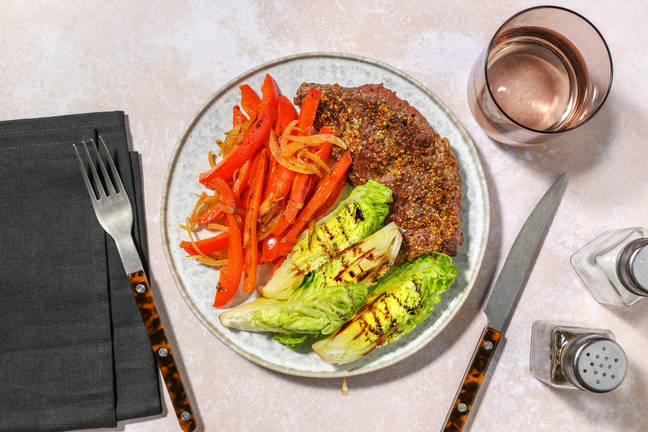 Ternera glaseada en salsa de mostaza y miel