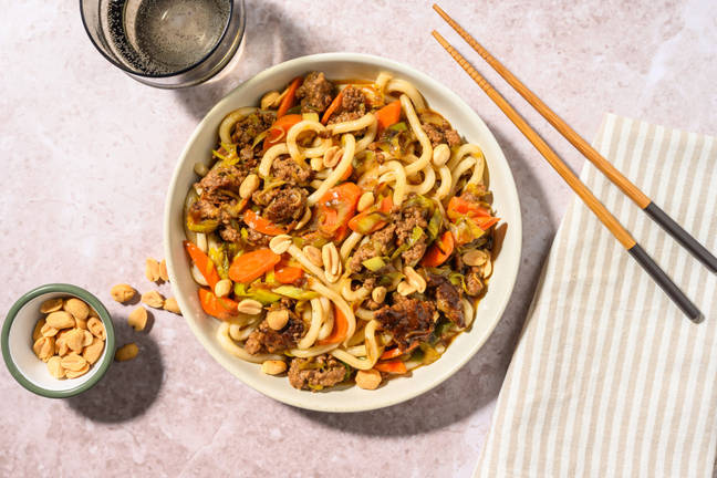 Stir-fried Leek and Beef Udon