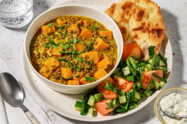 Sweet Potato & Lentil Curry with Naan