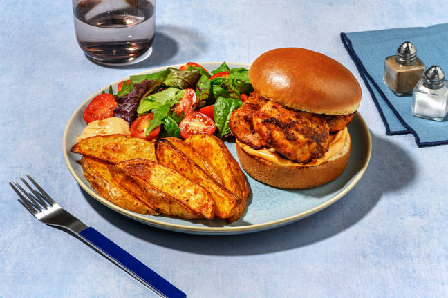 Peri Peri Chicken Burger and Wedges