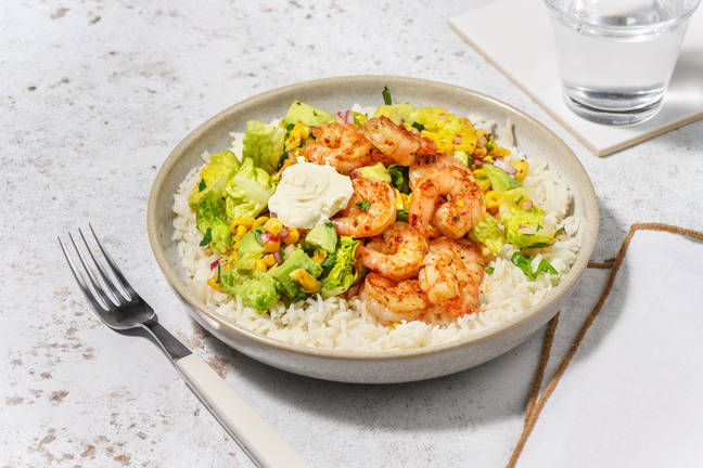 Chipotle-inspireret rejebowl 