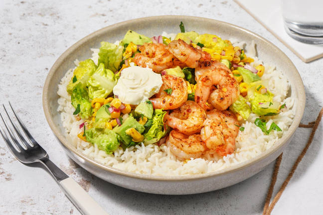 Chipotle-inspireret rejebowl 