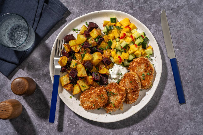 Panko- og sesampaneret svinekød