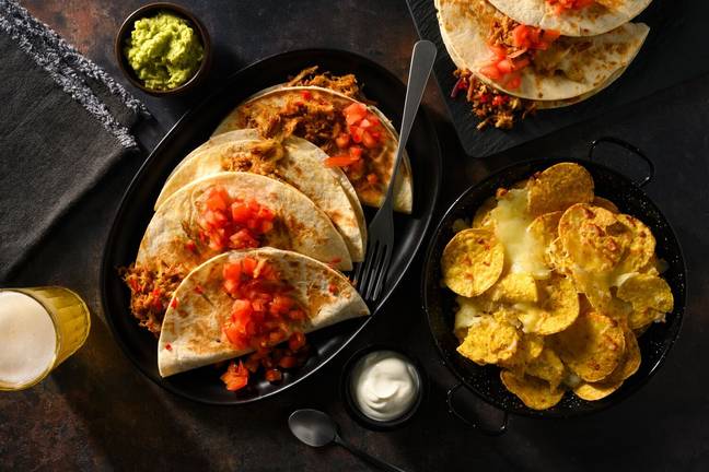 BBQ-kryddade pulled pork-quesadillas
